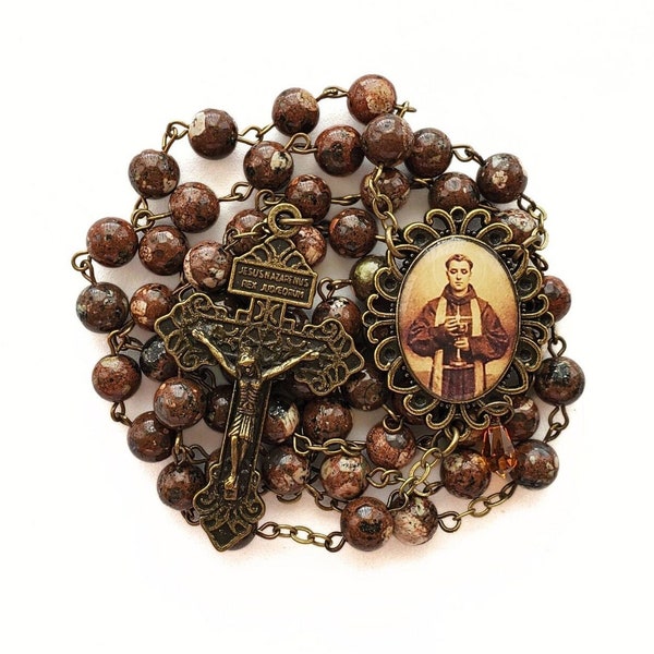 St. Anthony of Padua Chocolate Jasper Rosary | Patron Saint of Lost Items | Men's Rosary | Rosary for Priests | Handmade Heirloom Rosary