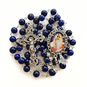 Our Lady of America Lapis Rosary | Patroness of America/USA | Patriotic Rosary | Lapis Lazuli | Handmade Heirloom Rosary