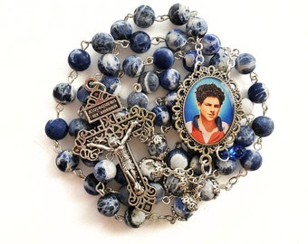 Blessed Carlo Acutis Sodalite Rosary | Patron of the Internet | Eucharistic Miracles | Pardon Indulgence Crucifix | Handmade Heirloom Rosary