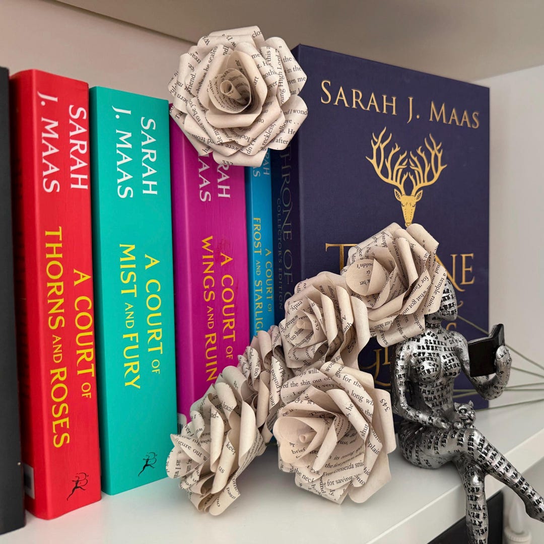 Acotar Book Page Roses: Handmade Book Flowers, Bookish Gift, Aritifical ...