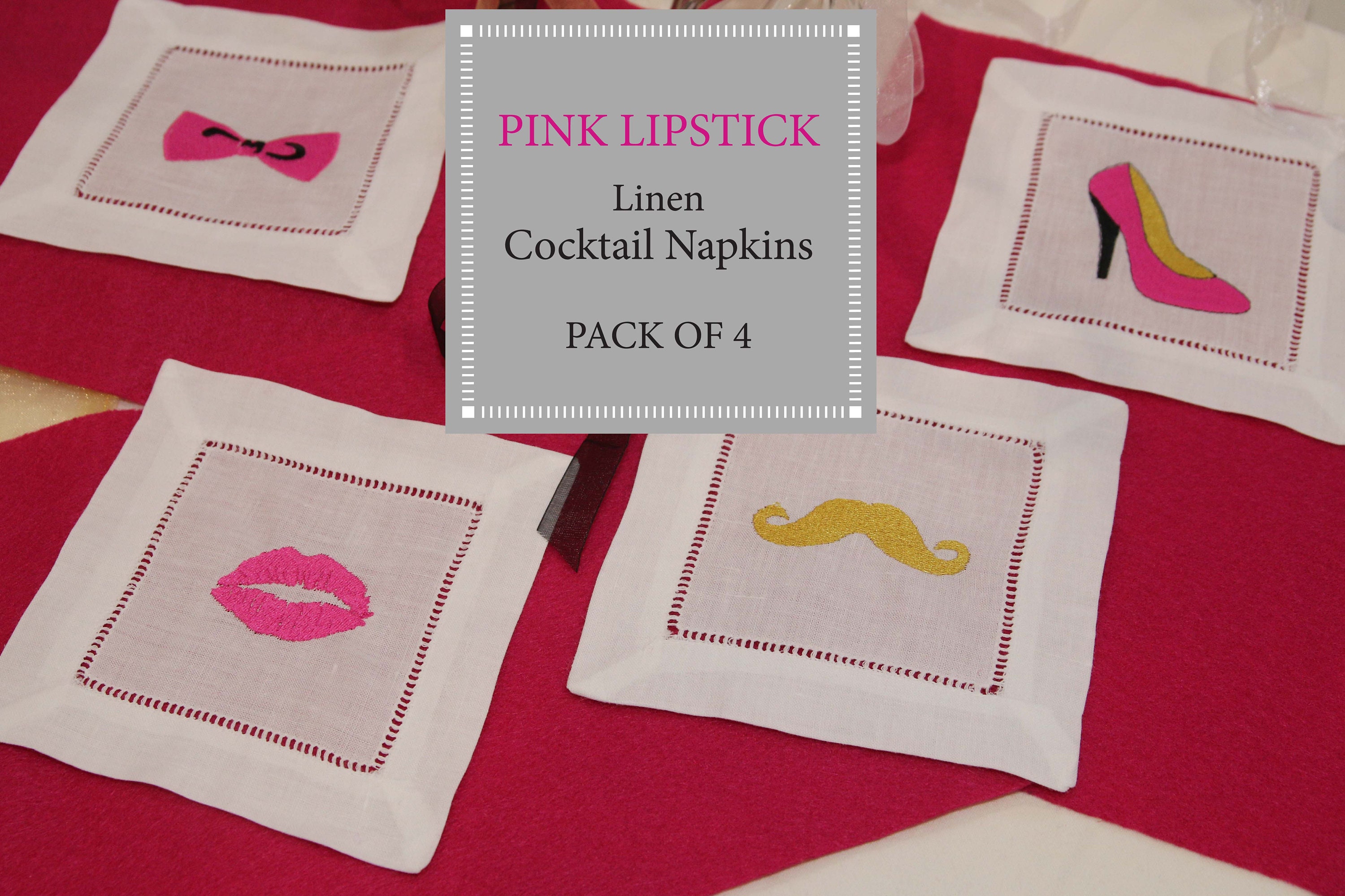 Sexy Embroidered Cocktail Napkins Bar Cart Decor White Linen Etsy UK