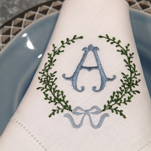 Monogrammed Linen Napkins, Monogram Napkin Set, Embroidered Napkin, Personalized Wedding Gift, Reusable Napkins