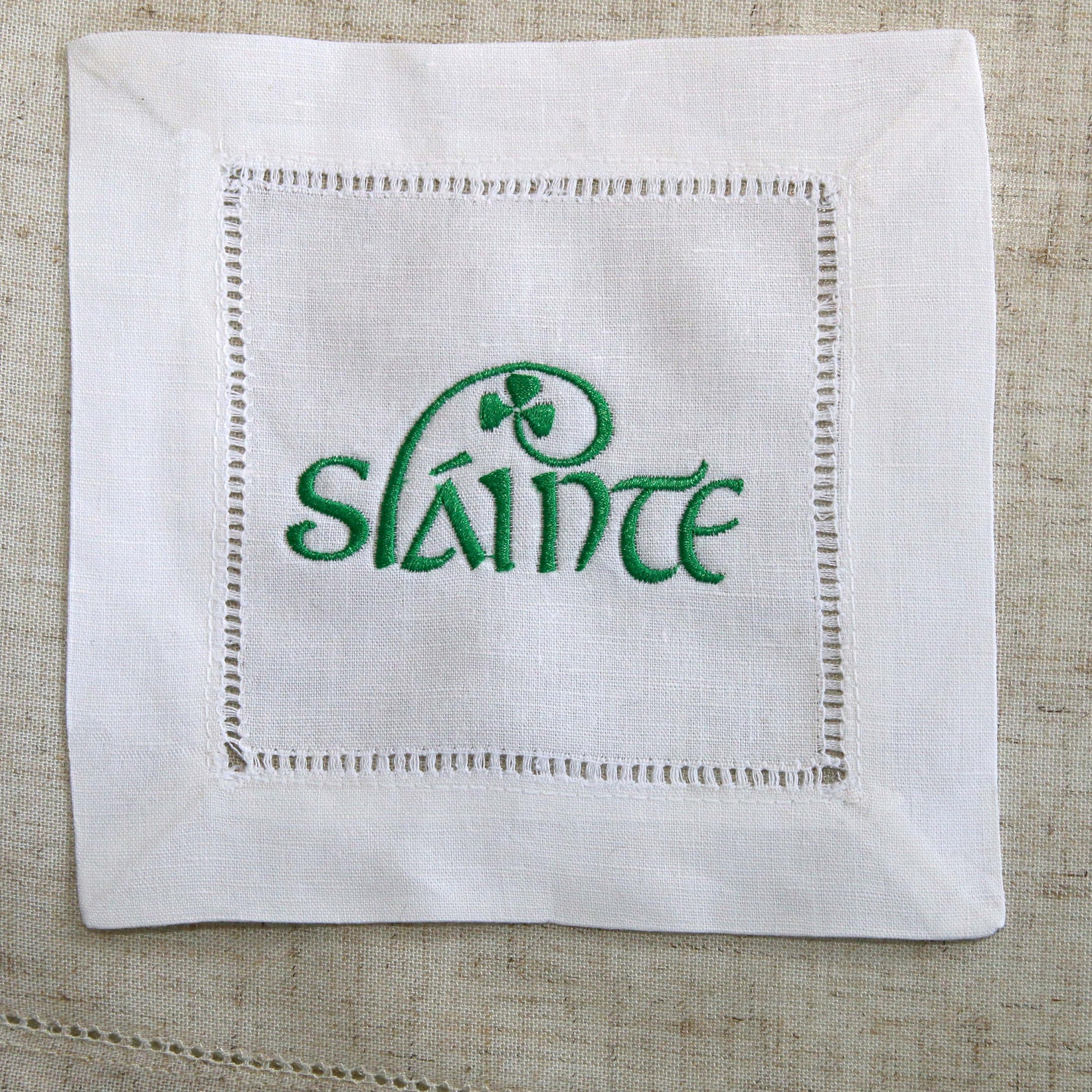 Shamrock cocktail napkins Set of 4 fun drink napkins St Etsy