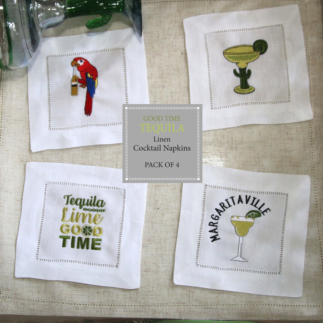 Tequila Cocktail Napkin Set Bar Cart Decor Reusable Napkins Etsy