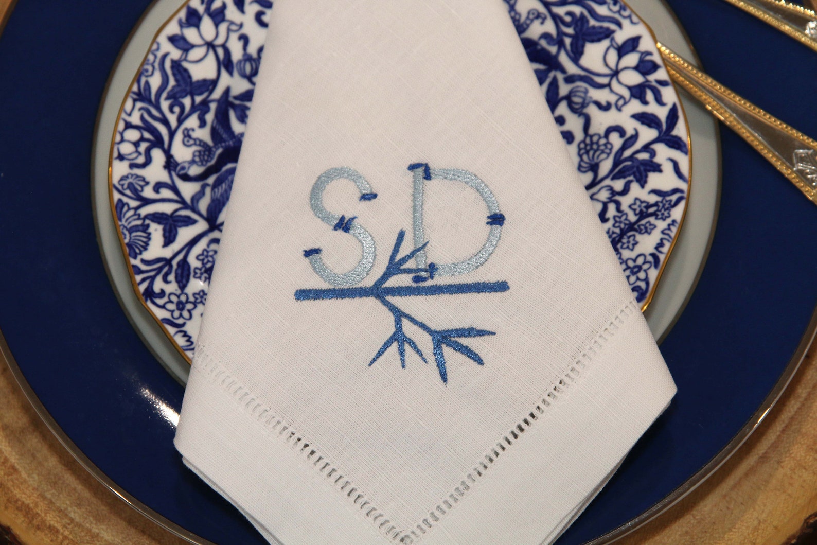 Wedding Napkins 2 Letter Monogram Embroidered Two Monograms Etsy UK