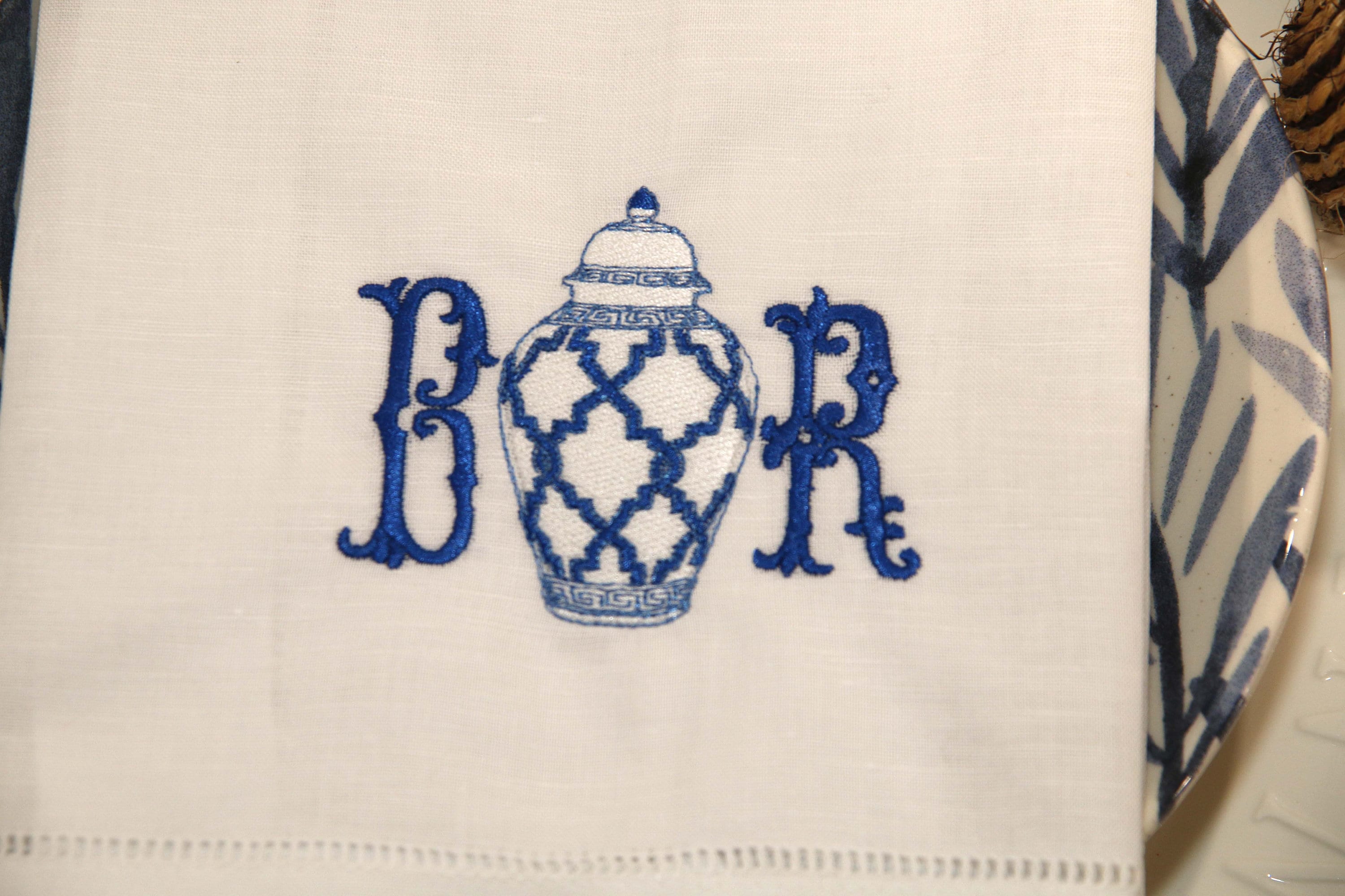 Chinoiserie Monogram Ginger Jar Napkins Monogram Napkin Set Etsy
