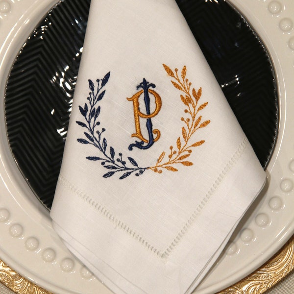 Wedding Monogram Napkin Set, monogrammed napkins, embroidered napkins, personalized cloth napkins, wedding gift