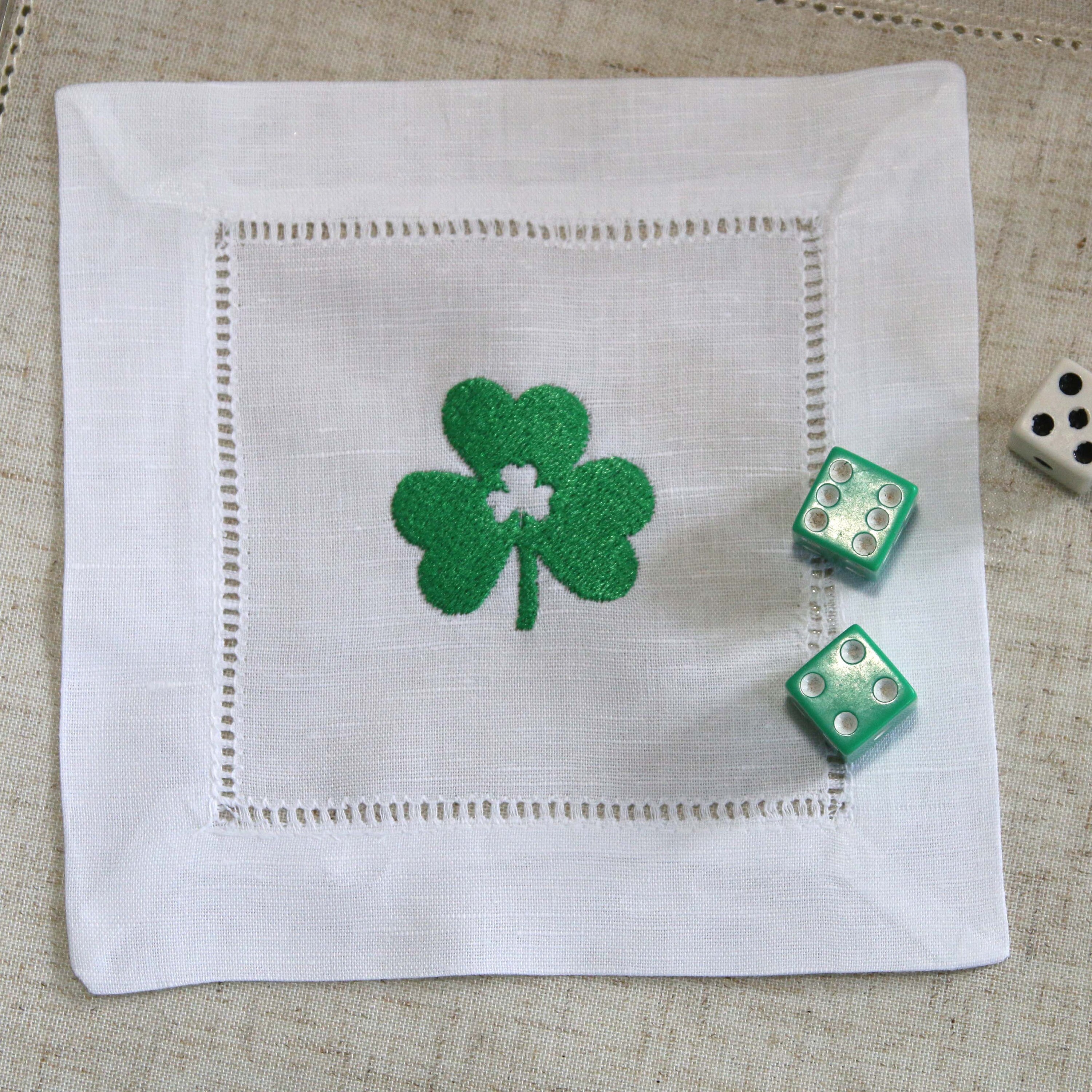 Shamrock cocktail napkins Set of 4 fun drink napkins St Etsy