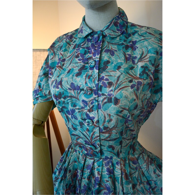 Vintage 1950s Taffeta Shirtdress by Georgette Small image 3