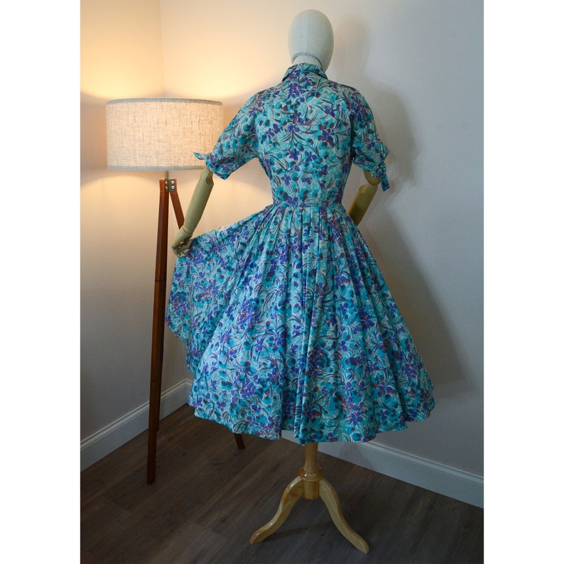 Vintage 1950s Taffeta Shirtdress by Georgette Small image 2