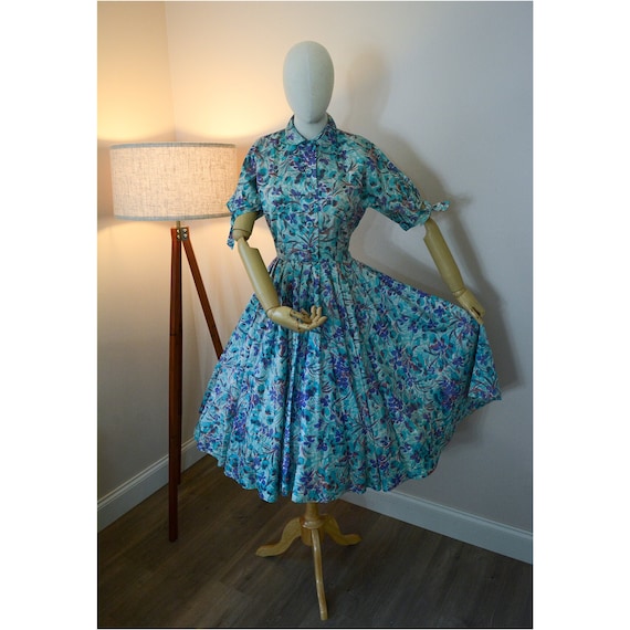 Vintage 1950s Taffeta Shirtdress by Georgette Small Etsy