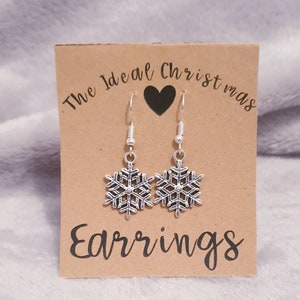 Christmas Earrings, Sterling Silver Hook Earrings, Christmas Jewellery, Stocking filler, Christmas Outfit, Candy Cane, Xmas Tree, Snowflakes image 2