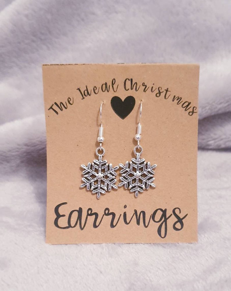 Christmas Earrings, Sterling Silver Hook Earrings, Christmas Jewellery, Stocking filler, Christmas Outfit, Candy Cane, Xmas Tree, Snowflakes image 2