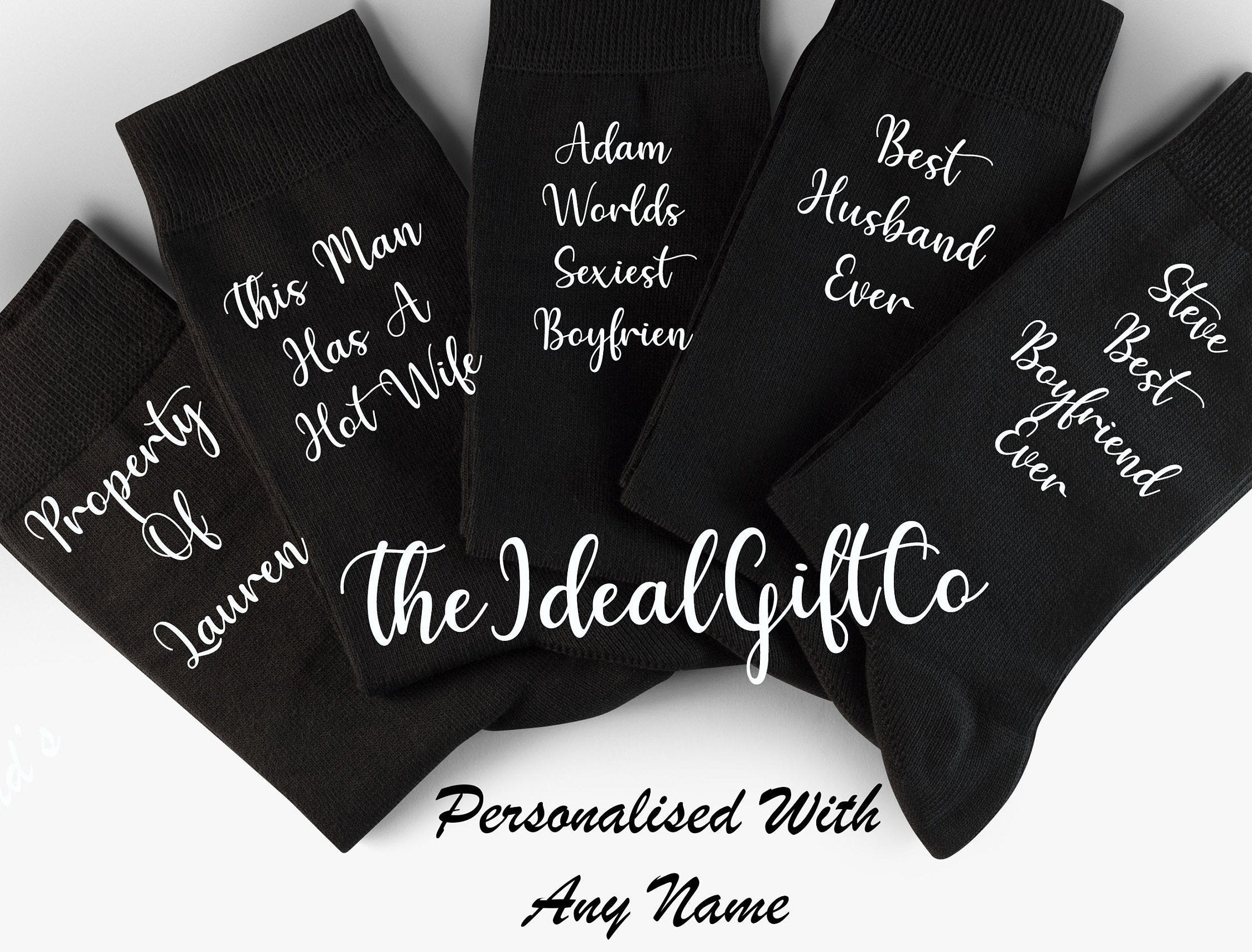 Image of Personalised Printed Socks, Funny Valentines Anniversary Socks For Husband, Valentine's Gift For Him, Cotton