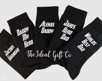 Personalised Socks for Dad, Gift for Grandad, Gift For Uncle, Fathers Day Gift, Personalised Socks, Superhero Socks Gift