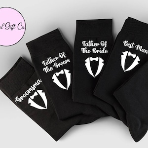 Wedding Socks, All Roles Available, Wedding Party Socks, Father of Bride Groom, Best Man, Wedding party gift, Groomsman gift, Childs availab