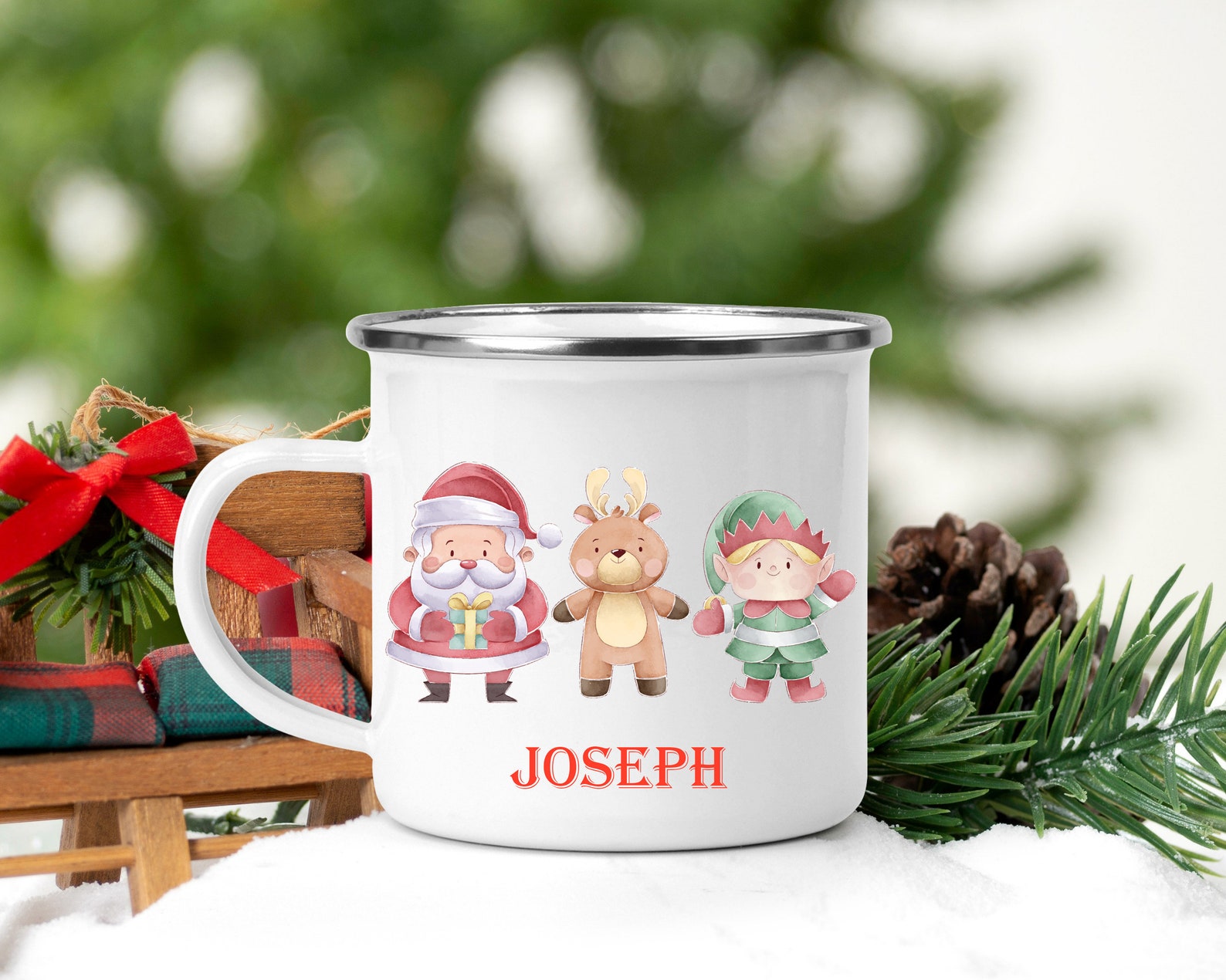 Personalised Enamel Christmas Mug Childrens Stocking Filler - Etsy UK
