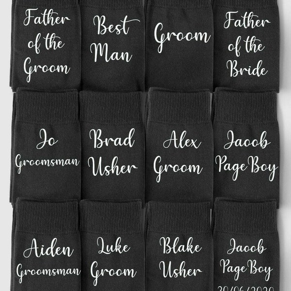 Wedding Socks, All Roles Available, Wedding Party Socks, Father of Bride Groom, Best Man, Wedding party gift, Groomsman gift Dates