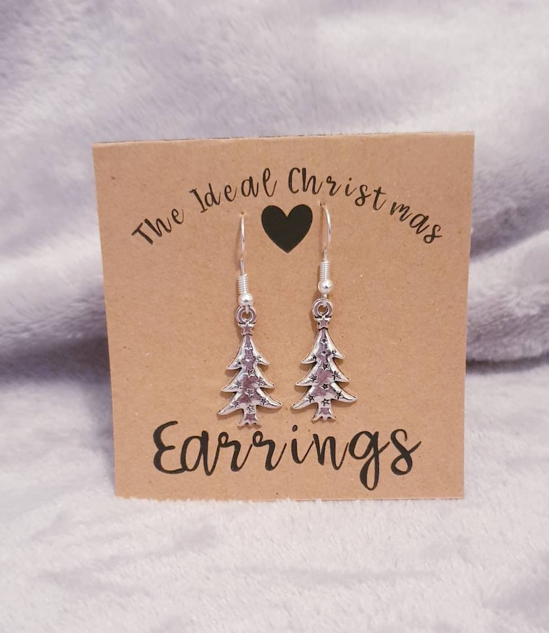 Christmas Earrings, Sterling Silver Hook Earrings, Christmas Jewellery, Stocking filler, Christmas Outfit, Candy Cane, Xmas Tree, Snowflakes image 8