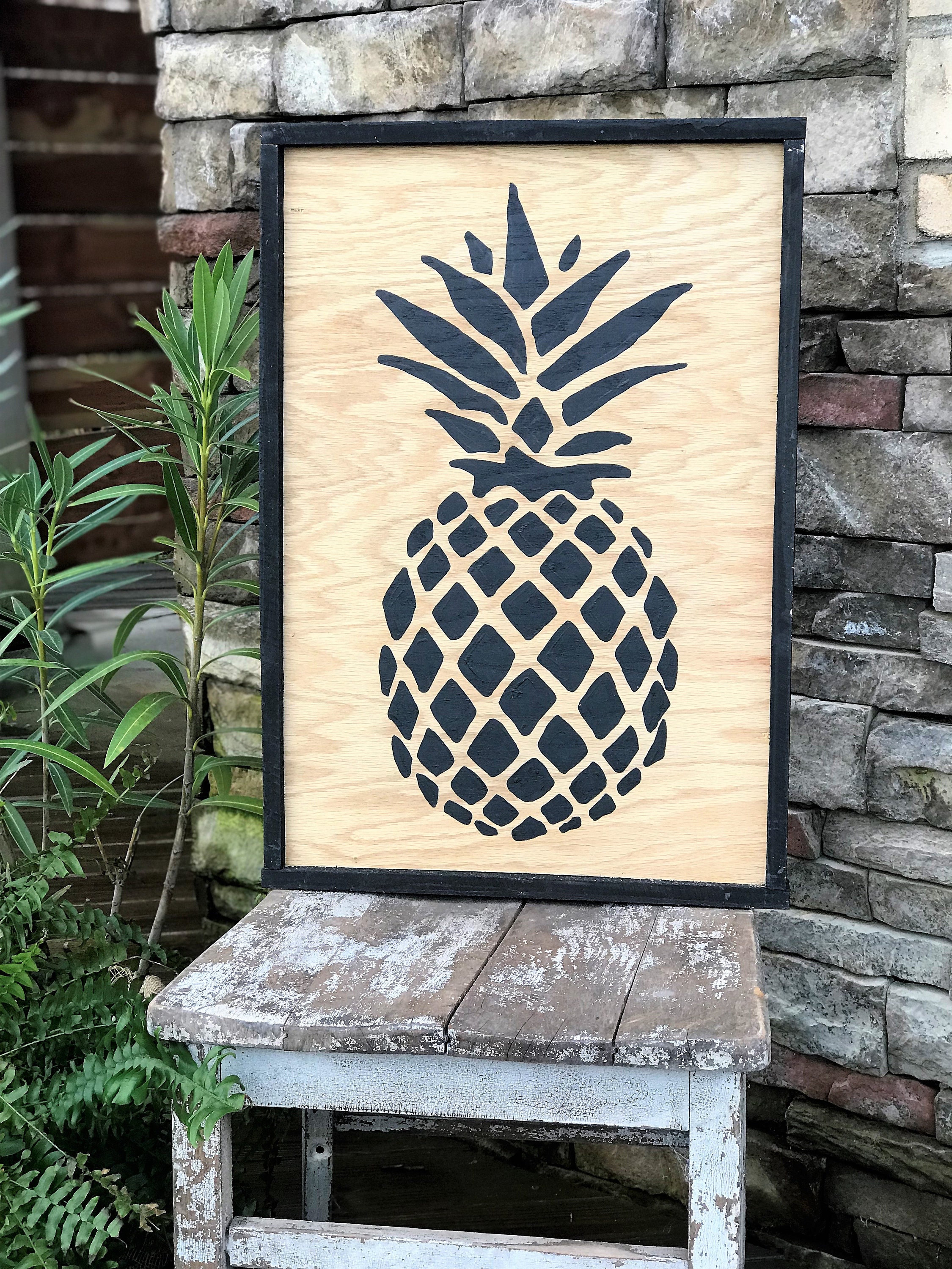 Pineapple Framed Wood Sign Wall Decor Southern Style Pineapple Framed Wood Sign Wall Decor Southern Style Gallery