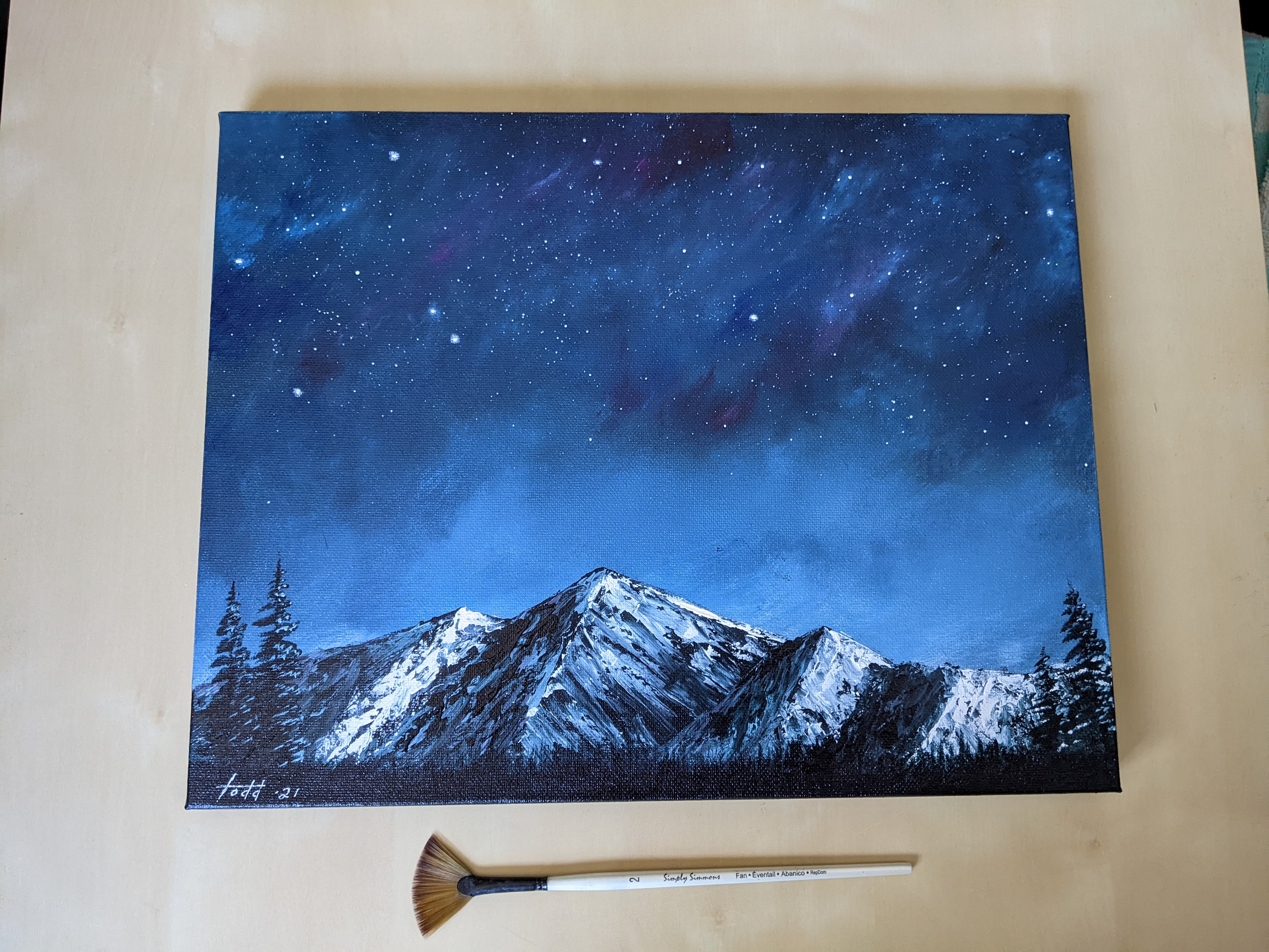 Winter sky, 9x19 canvas paper abd acrylic : r/painting