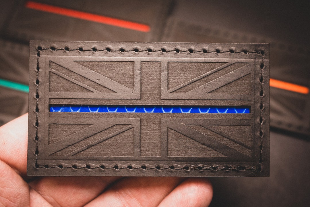 Leather Engraved Union Jack Thin Line Flag Patch - Etsy UK