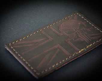 Leather Union Jack Angry Skull Patch