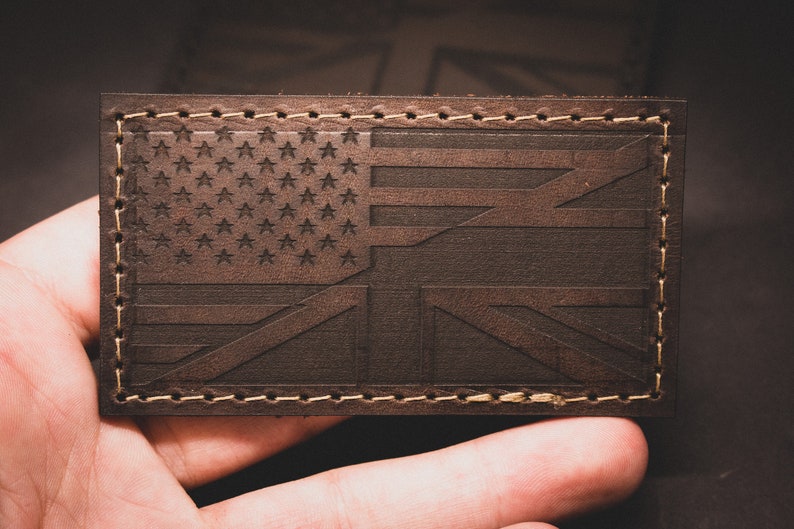 Leather United States and Union Jack Flag Patch - Etsy