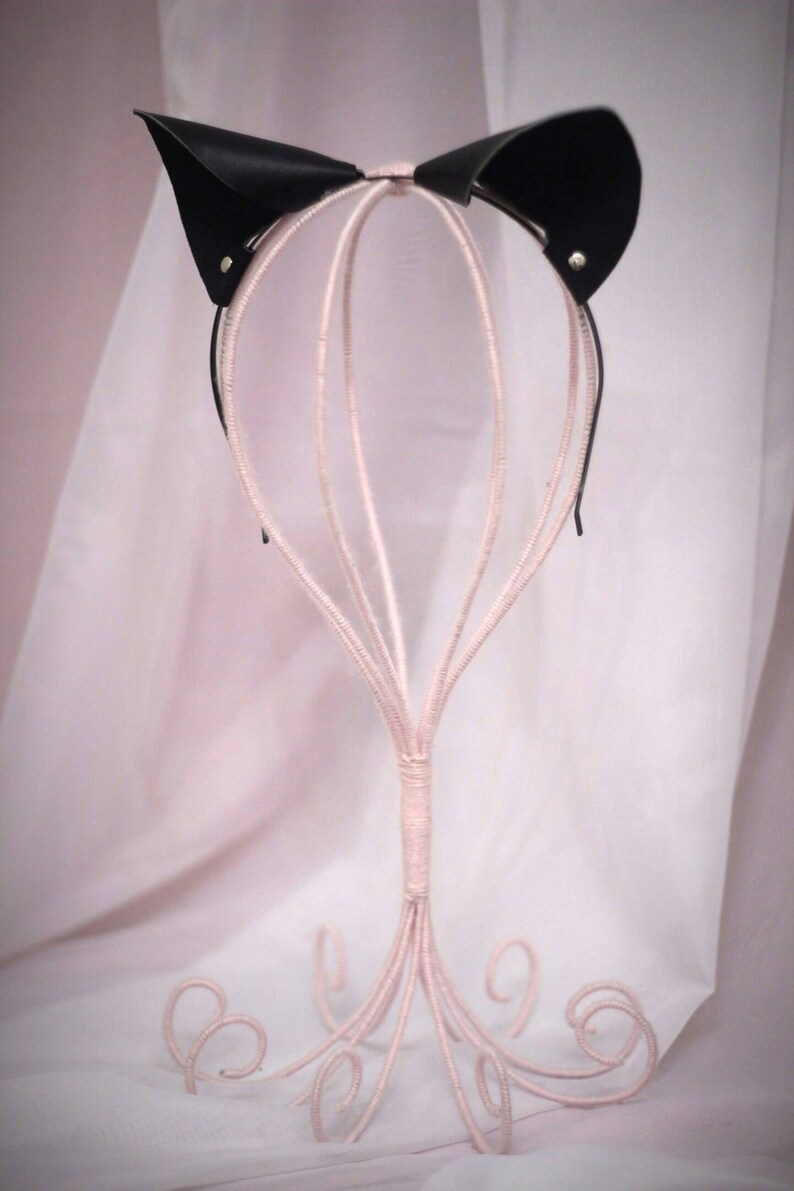 Cat noir cosplay ears. Natural leather white/ black kitty Etsy