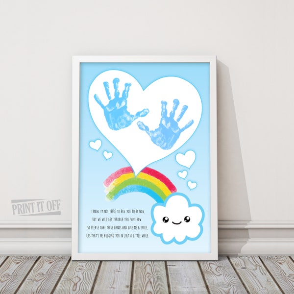 Handprint Art / Rainbow / Lockdown / Miss you / Letter Card to loved one / Kids Baby Toddler Keepsake Craft DIY / Handprint / Printable