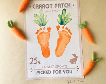 Farm Sign Carrot Patch Easter / Footprint Feet Art Craft / Kids Baby Toddler / Activity Keepsake Gift Card Decor Sign / PRINT IT OFF 0417