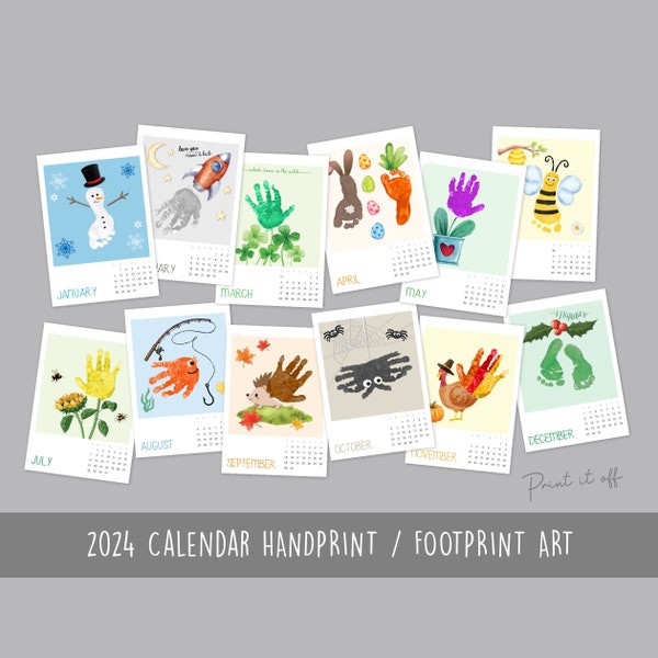 Printable Handprint Calendar 2024 Etsy