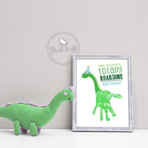 Handprint Art / Totally Roarsome / Happy Birthday / Kids Handprint Craft  / Green Dinosaur Keepsake / Gift Printable