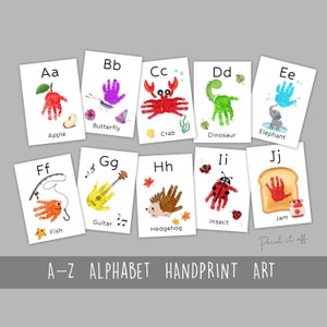 Alphabet ABC de A à Z empreinte de main artisanat livre phonique d'art / bébé bambin enfant / lettres enseignant salle de classe pépinière carte d'activité / imprimer 0575