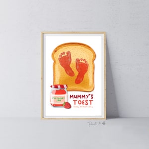 Toast des pieds de maman / Bonne fête des mères / Empreinte des pieds Orteils Art / Souvenir de bébé en bas âge