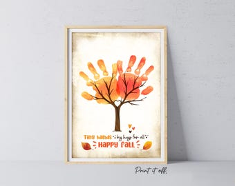 Fall Tree Handprint Footprint Art: Baby Keepsake Template (Digital Download
