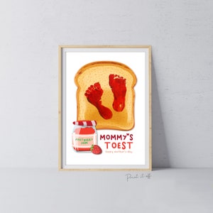 Toast de maman / bonne fête des mères / empreinte de pas pieds orteils Art / souvenir bébé bambin carte artisanat bricolage / empreinte PRINT IT OFF 0225