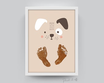 Mum you are totally Pawsome / Footprint Handprint Art / Craft DIY Card / Baby Kids Toddler / Dog Keepsake / Happy Mothers Day / Print 0205