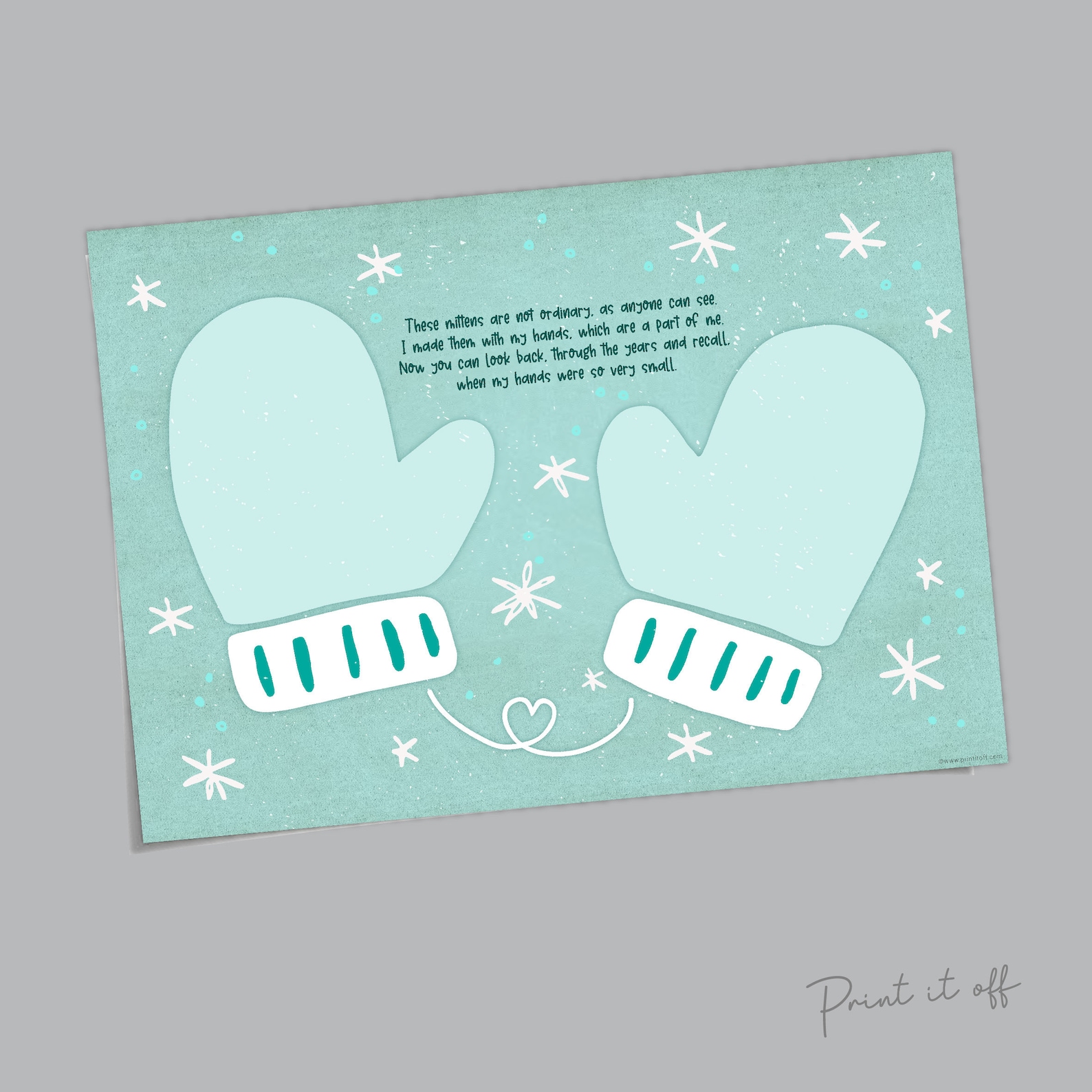 Mitten Poem Handprints / Baby Toddler Kids Art Craft / Etsy