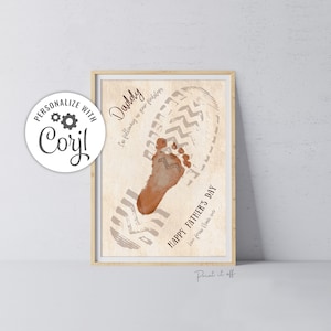 Boot Footprint EDITABLE / Foot Art Craft / Father's Dad Daddy Birthday / Baby Child / DIY Custom Template Corjl Gift / Print It Off 0721