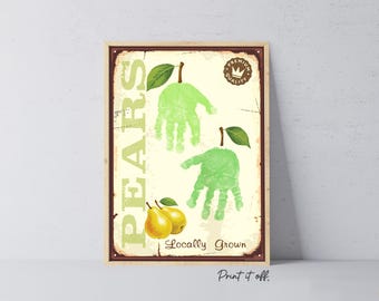Pear Farm Sign - Handprint Footprint Art Craft Card Baby Keepsake Memory - PRINT IT OFF 1003