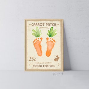 carrot patch farm sign footprint craft