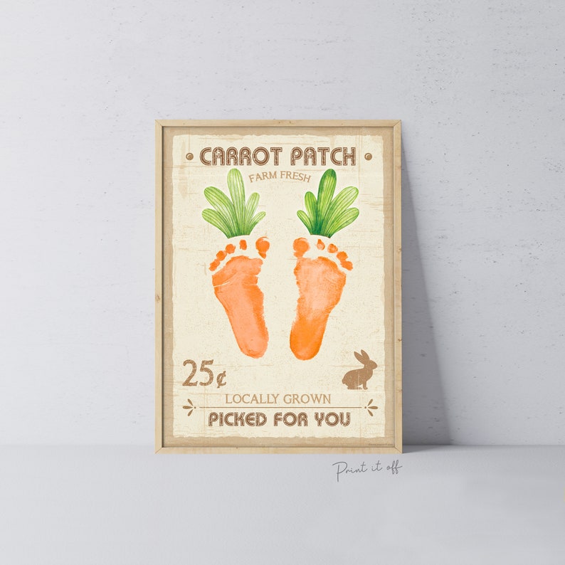 carrot patch farm sign footprint craft