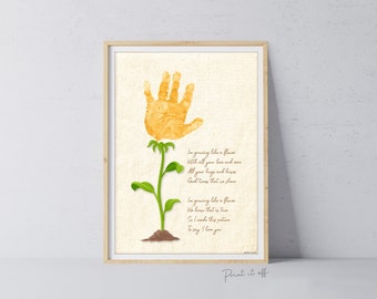I'm Growing Like a Flower / Hand Handprint Art / Kids Baby Toddler / Mother's Day Mom Mum / Keepsake Craft Gift DIY Card / Print It Off 0206