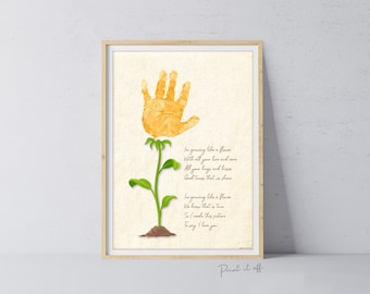 I'm Growing Like a Flower Hand Handprint Art Kids Baby Toddler