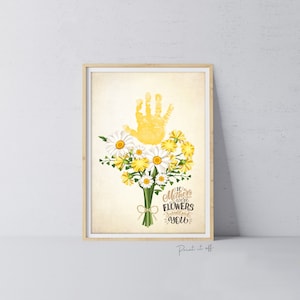 Si las flores de mi madre fueran mías, te elegiría a ti / Manualidad con huella de mano / Tarjeta de recuerdo para niños, bebés y niños pequeños / Imprímela 0861