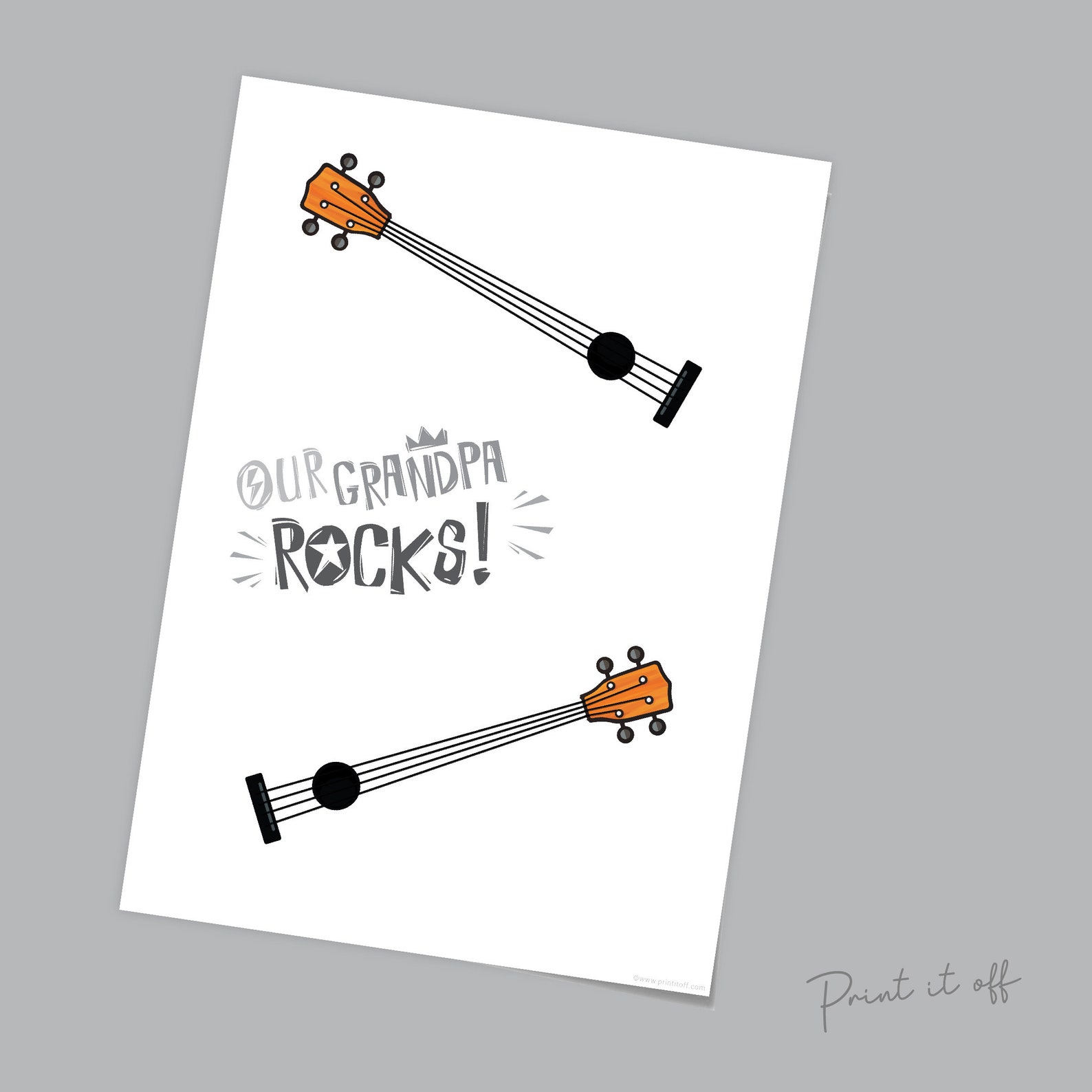 Our Grandpa Rocks Guitar / Handprint Art Craft / Father's Day Birthday ...