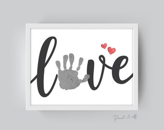 LOVE / Handprint Footprint Art Craft / Heart Love Valentine's Day / DIY Baby Kids Card / Decor Nursery Memory Keepsake / Print It Off 0386