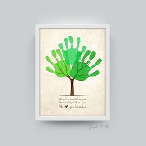 No importa cuán altos crezcamos / Te amamos abuelo árbol / Día del padre abuelo / Arte con huellas de manos / Niños bebé niño pequeño / Manualidad de recuerdo Tarjeta DIY 0254