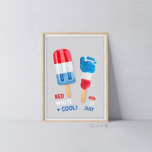 4 juillet fête de l'indépendance / empreinte de main art artisanal / Etats-Unis d'Amérique / carte mémoire souvenir souvenir bébé enfant en bas âge / impression 0518